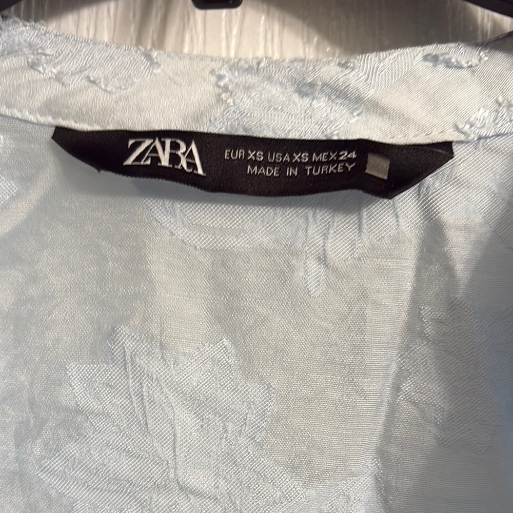 Zara Light Blue Textured Blouse - Picture 4 of 5